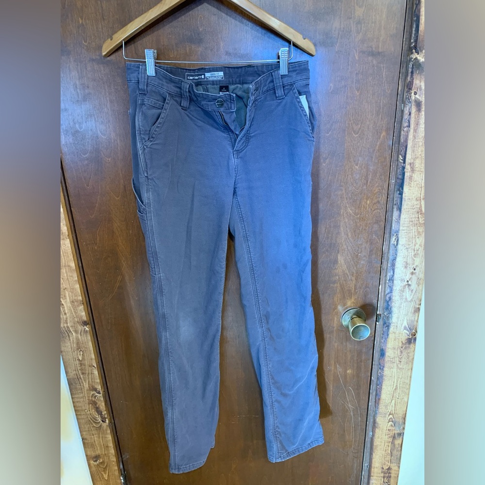 Carhartt Women's Charcoal gray blue Straight Leg Jeans fleece lined